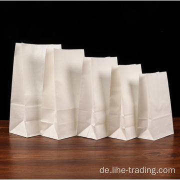 Kundenspezifische quadratische weiße Kraftpapiertüte mit flachem Boden